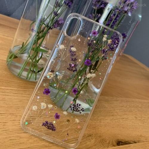 Dry Flower Soft Protective Case For iPhone 11Pro Max XR X XS Max 6 6s 7 8Plus SE 2020 12mini transparent Real floret cover funda