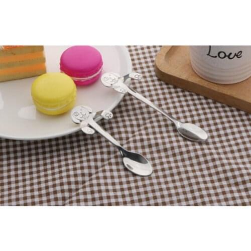 1 Pcs 304 Stainless Steel Cartoon Dogs spoons Creative Ice Cream Dessert Long Handle Coffee&Tea Spoon Tableware 13.6 CM