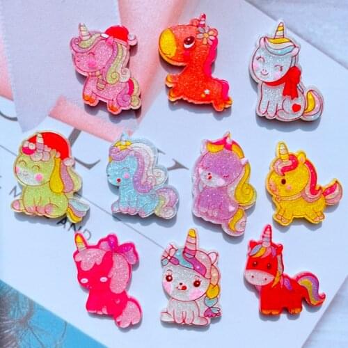 10 / 20 New Cartoon Cute Animal Unicorn Acrylic Flat Bottom DIY Crafts Scrapbook Hair Bow Center Accessories Accessories 004
