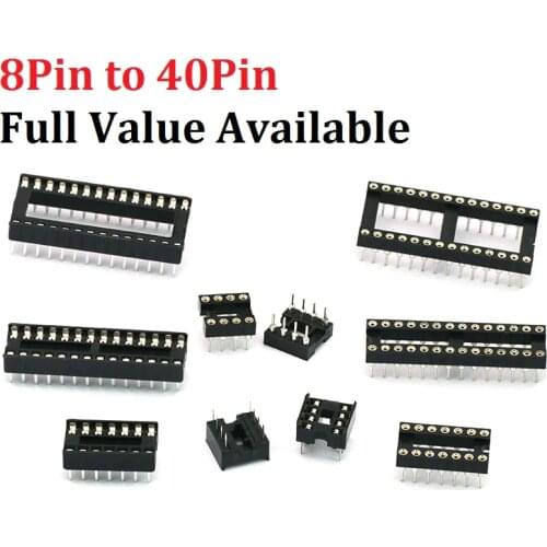 10PCS ic socket 8 PIN dip ic sockets 8pin 14Pin 16pin 18pin 20pin 24pin 28pin 32pin 40pin adaptor solder type/round 8/14P 2.54mm