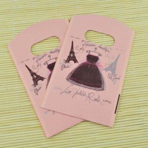 100pcs 9x15cm Pink small plastic bag jewelry gift packaging bag cute plastic gift bags shopping bags with handle