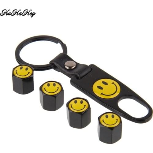 KUKAKEY Metal Alloy Moto Bike Car Wheel Tire Valve Stem Caps Smiley Anti Theft Tyre Valve Dust Caps For VW Golf Passat B5 B6