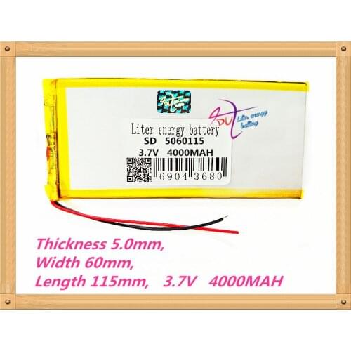 5060115 3.7V 5000MAH Polymer rechargeable Lithium Li Battery For GPS Tablet PC Mobiles Backup Power