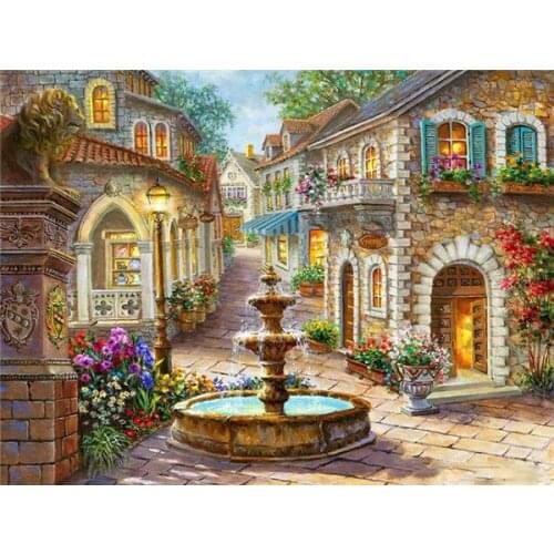 5D Diy Diamond Painting Town West European Craft Kit Sale Full Square Round Diamond Embroidery Landscape Handicraft Home Decor