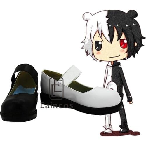 Anime Danganronpa Monokuma Cosplay Party Shoes White and Black Boots Custom-made