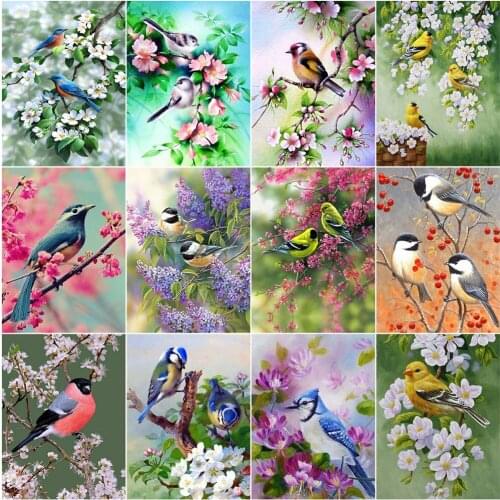AZQSD Diamond Painting Flower Bird Cross Stitch Kits Full Square Drill Diamond Embroidery Sale Animal Needlework Home Decoration