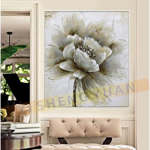 Free Shipping Hot Sale Home Decor Wall Art Pictures 1 Pieces White Flower Wall Art Oil Paintings Unframed
