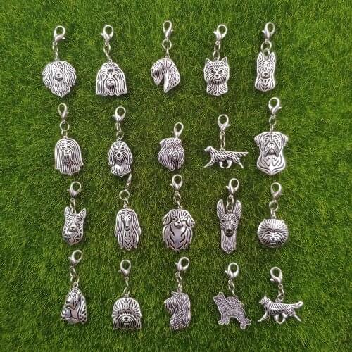 Schnauzer Afghan Hound Tibetan Spaniel Coton De Tulear Dog Animal Keychain Key Ring Pet Retro Silver Plated Gift