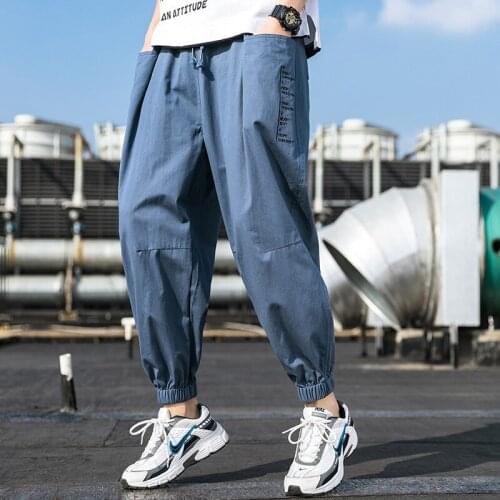 Trend Style Men Casual Pants Mens High Street Solid Simple Pencil Pants Spring Autumn New Fashion Harem Pants Male