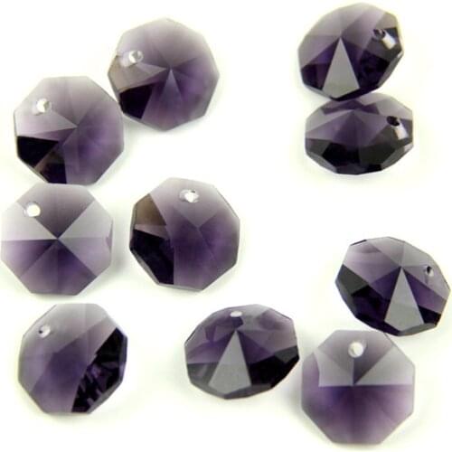 Chandelier Beads 14mm Octagons 50pcs/Lot With One Hole Mixed Color Glass Pendants Suncatcher Crystal Prisms For Lamp