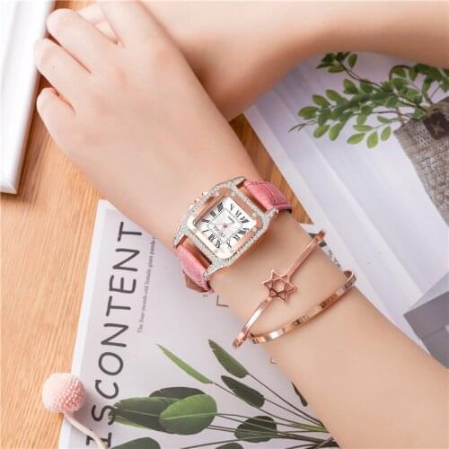 Student Watch Standed Design PU Belt 6 Colors Buckle for Watches for Women Female Wristwatch 2019