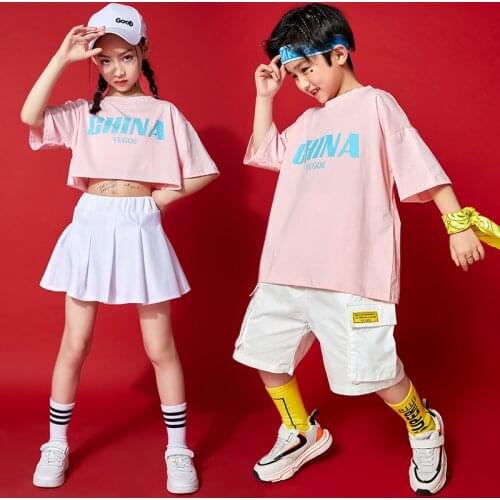 Kids Concert Hip Hop Clothing Oversized Crop T Shirt Streetwear Summer Shorts Skirt Mini for Girls Boys Dance Costume Clothes