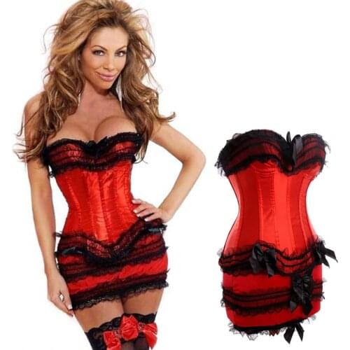 Women Sexy Lingerie Night Club Party Corset Dress Tops Cup Bustier Skirt 2601 plus size