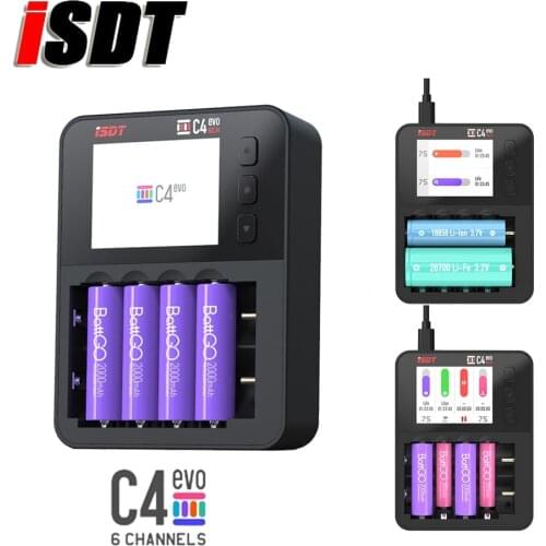 100% Original ISDT C4 8A Touch Screen Smart Battery Charger With USB Output For 18650/26650/AA/AAA Battery For RC Mode
