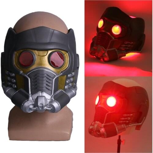 Cosplay Star Lord LED Helmet Latex Infinity War Quill LED Mask Superhero Props Halloween Party Prop