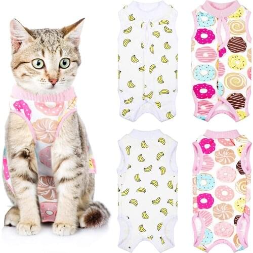 Cat Recovery Suit for Abdominal Wounds or Skin Diseases Breathable Cat Surgical Recovery Suit E-Collar Pet Puppy Dog Cat Clothes