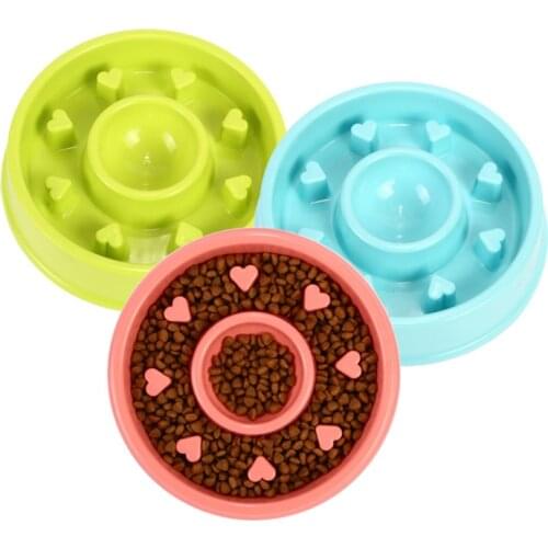 Pet Slow Food Bowl Anti-choke Dog Bowl Plastic Anti-skid Dog Food Bowl 3 Colors Dish Bowel Prevent Obesity Pet Supplies