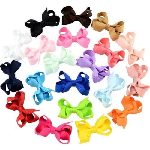 MIXIU 20pcs Baby Girl Solid Grosgrain Ribbon Bow Hair Clips Boutique Barrettes Kids Hairpins Headwear Fashion Hair Accessories