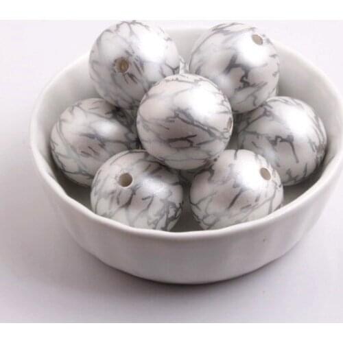 OYKZA Fashion 20mm 100pcs Acrylic Print Silver Lightning Beads for Girls Necklace Jewelry