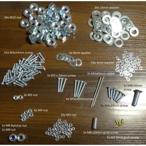 RepRap Prusa i3 rework full fasteners screw nuts kit set for DIY prusa 3D printer