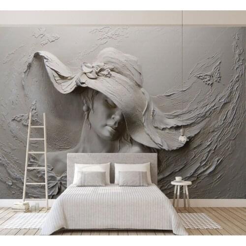 Mural Wall Papers 3D Stereo Relief abstract figure Art Wall Decor Restaurant Living Room Bedroom Wallpaper 8D wall Mural