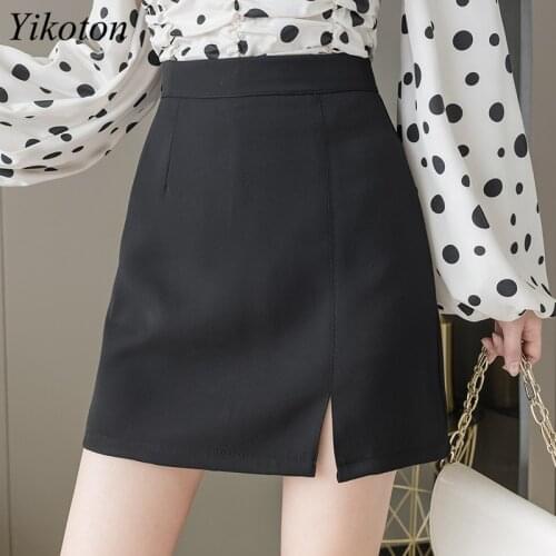 New Woman Skirt Summer Sexy Skirts Vintage Harajuku Skirt Mini Slit High Waist A-line Skirts Office Wear Ladies Korean Fashion