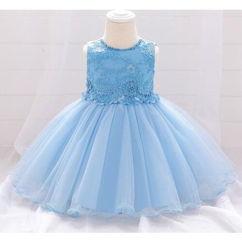 LZH 2021 New Baby Girls Costumes Sleeveless Embroidered Lace Tutu Skirt Meshing Sweet Princess Dresses Newborn Clothes 1-3 Years