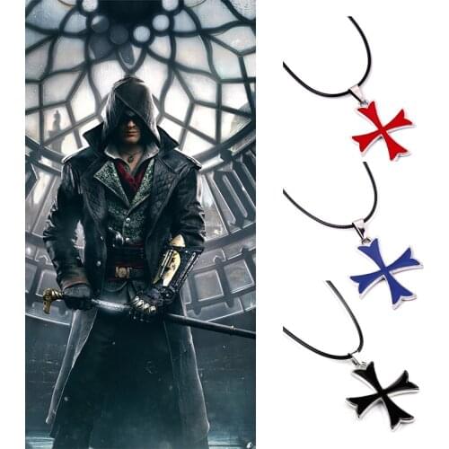 Altair Ezio Connor Stainless Steel Vintage Knights Templar Iron Cross Pendant Necklace For Men