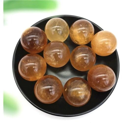 Natural Citrine Calcite Quartz Crystal Sphere Ball Healing Gemstone Yellow Calcite Elegant Ball Natural Stones and Minerals