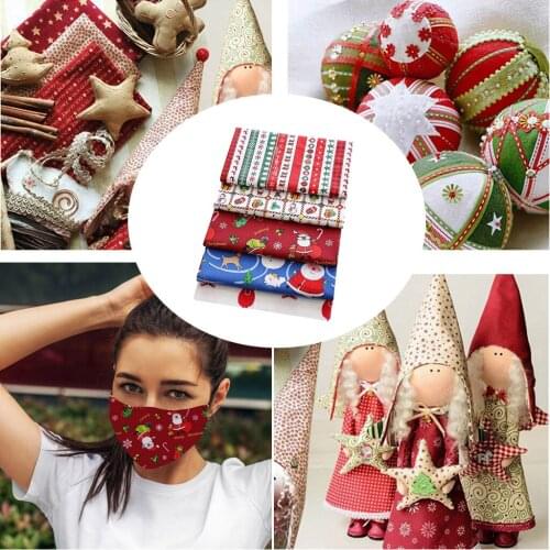 Christmas Fat Quarters Fabric Bundles 9.78''x9.78'', 5 Pack DIY Craft Cotton Quilting Fabric for Sewing Patchwork Gift Wrapper