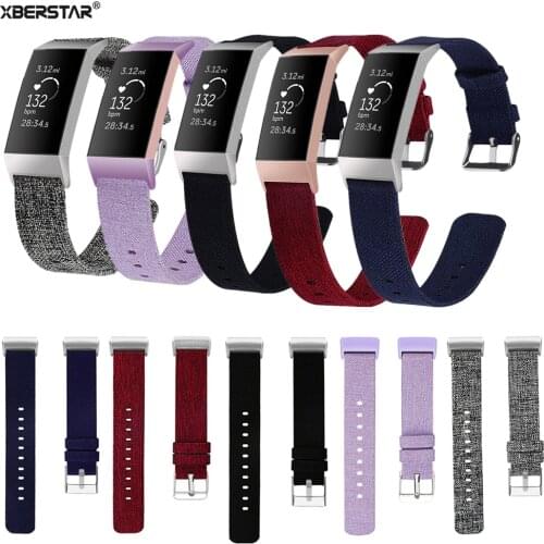 XBERSTAR Nylon Woven Fabric Wristband Strap for Fitbit Charge 3 Fitness Activity Tracker Smartwatch Replacement Watch Band Strap