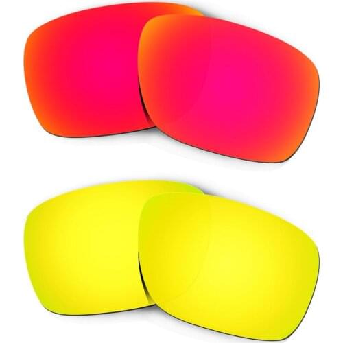 HKUCO For Turbine Sunglasses Replacement Polarized Lenses 2 Pairs - Red&Gold