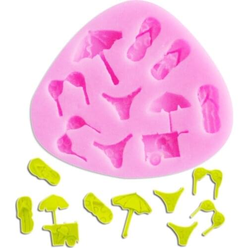 Sophronia Hot Summer Beach /Bikini/ Flip/ Flop Shaped 1pcs UV Resin Silicone Mold Expoxy Charms Pendant For DIY Jewelry F1088