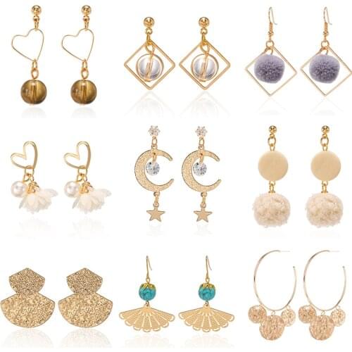 Vintage Elegant Dangel Earrings For Women Fashion Bohemian Gold Color Geometric Drop Earring Jewelry 2020 New