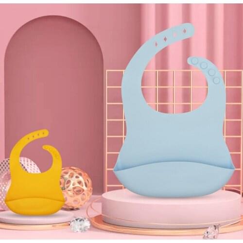 Waterproof Baby Bibs Soft Silicone Girl Boy Feeding Stuff Adjustable Candy Color Kids Children Bibs Baby Gifts