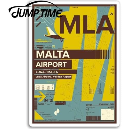 Jump Time for MLA Malta Airport Vinyl Stickers Travel Sticker Laptop Luggage Bumper Decals Waterproof Car Accessories