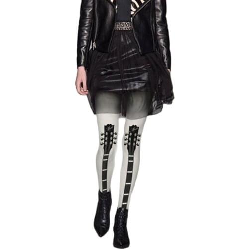 RUIN womens tights Punk personality rock guitarist hip hop wind print pantyhose