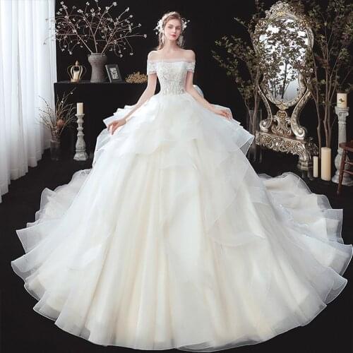 Vestidos De Novia Boat Neck Short Sleeve Shiny Beading Crystal Gorgeous Ball Gown Wedding Dress Plus Size Alibaba China