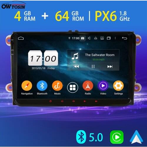 4G LTE Android 10.0 GPS Radio For SKODA Fabia Combi Roomster Octavia Yeti Superb VW Tiguan T5 PX6 4G+64G BT 5.0 Auto Stereo IPS