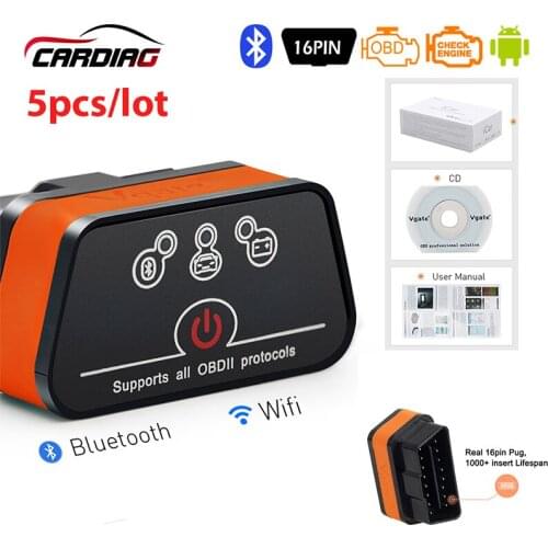 5pcs/Lot Vgate iCar2 BT/Wifi ELM 327 OBD2 Auto Diagnostic Tool Scanner iCar 2 for Android/IOS/PC elm327 Car Code Reader