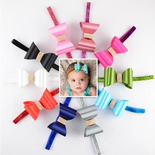 64pcs/lot Newborn Luxe Hair Bows Matching Glitter Headband Handmade Hard Bow Headbands For girls Hair Accessories