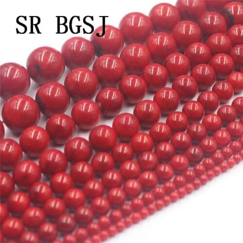 Free Shipping 4-18mm Natural Round Sea Bamboo Red Coral Gems Jewelry Making Loose Beads Strand /6pcs