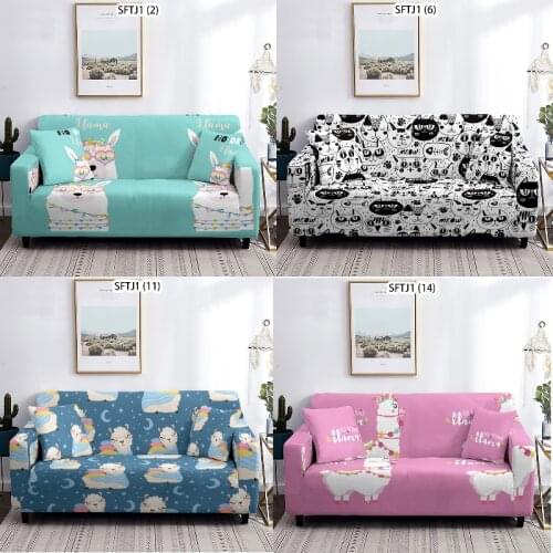 Cartoon animal alpaca sofa cover l shape 3 seater sofa cover fondas sofas with long chair Linings for sofas Plaid on the sofa
