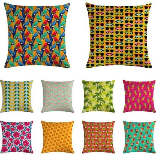 Pineapple Flamingo cushion cover watermelon juice bamboo cushion cover sofa car decoration cover pillow linen 45x45