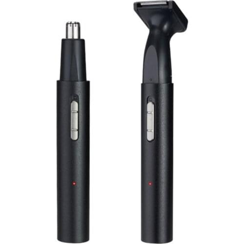 Electric Nose Hair Trimmer Set Rechargeable 2-in-1 Temple Knife Shape Trimming Nose Hair Trimmin