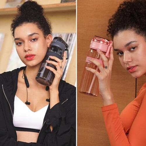 850ML Water Bottle Fade-less Measuring Scale Print Leak Proof Reusable BPA Free Water Bottle with Handle Straw for Home