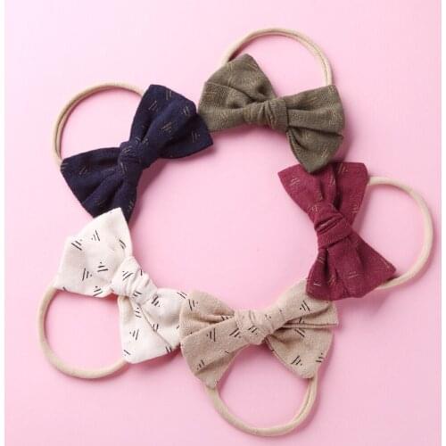 Cute Cotton Fabric Nylon Headbands For Girls Bow Knot Baby Accessories Printed Hairpins Barrettes Headwear Baby Hair Accessories