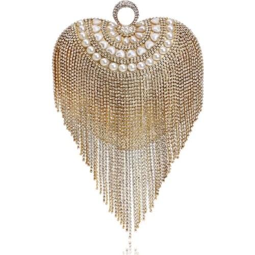 New Luxury Crystal Evening Bag For Women 2019 Tassel Diamonds Finger Ring Clutch Bag Small Wedding Shoulder Handbags sac a main