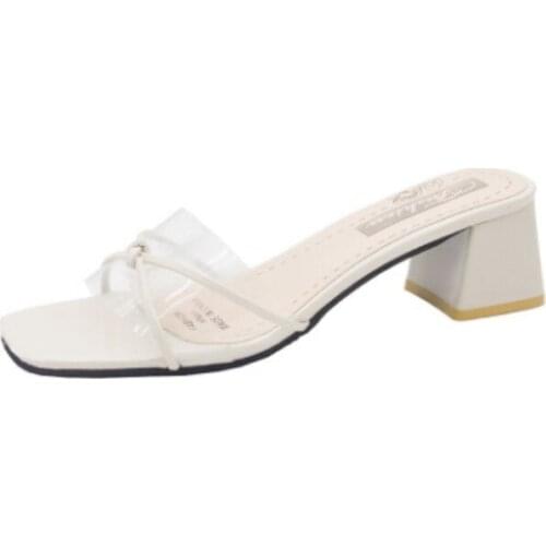 New trendy wild spring and summer Korean fashion high-heeled shoes lazy transparent thick with outer slippers women