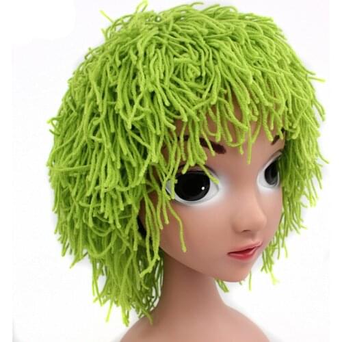 Clown Wig Girls Children Halloween Child Gifts Costume Wig Funny Hat Handmade Winter Warm Crocheted Cabbage Patch Clown Pigtail